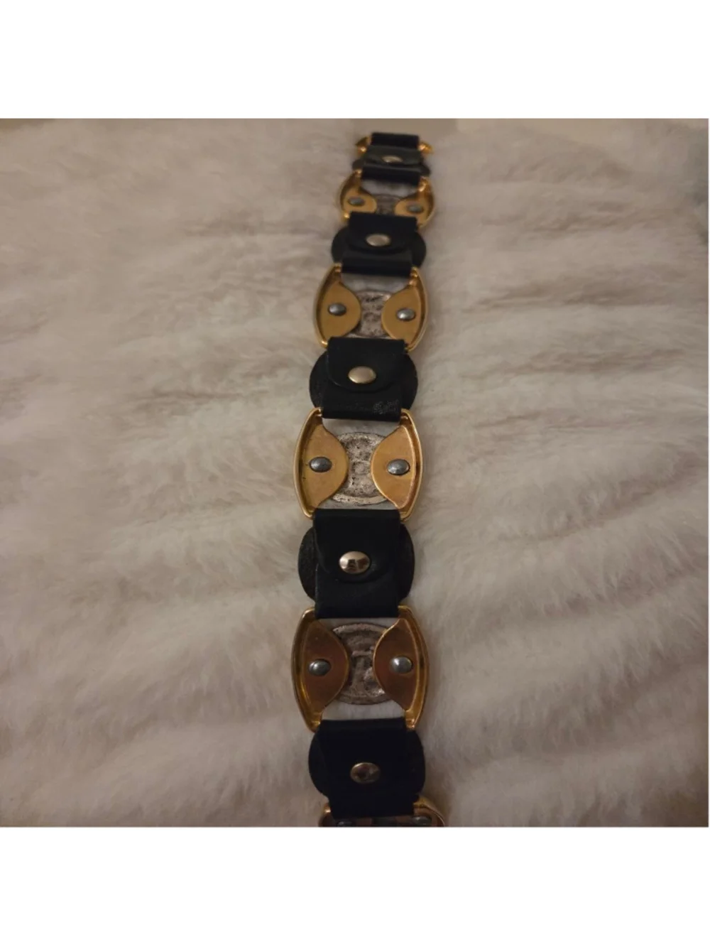 Gianni Versace Vintage gold plated Medusa Coin Leather Belt